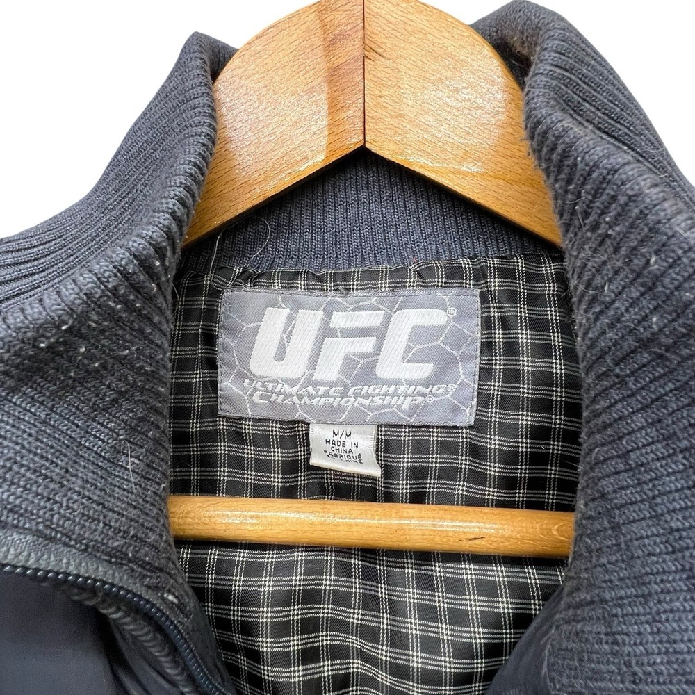 Vtg UFC Y2K Ultimate Fighting Championship Gray Glossy Jacket Size S/M Zip Plaid - Picture 5 of 9